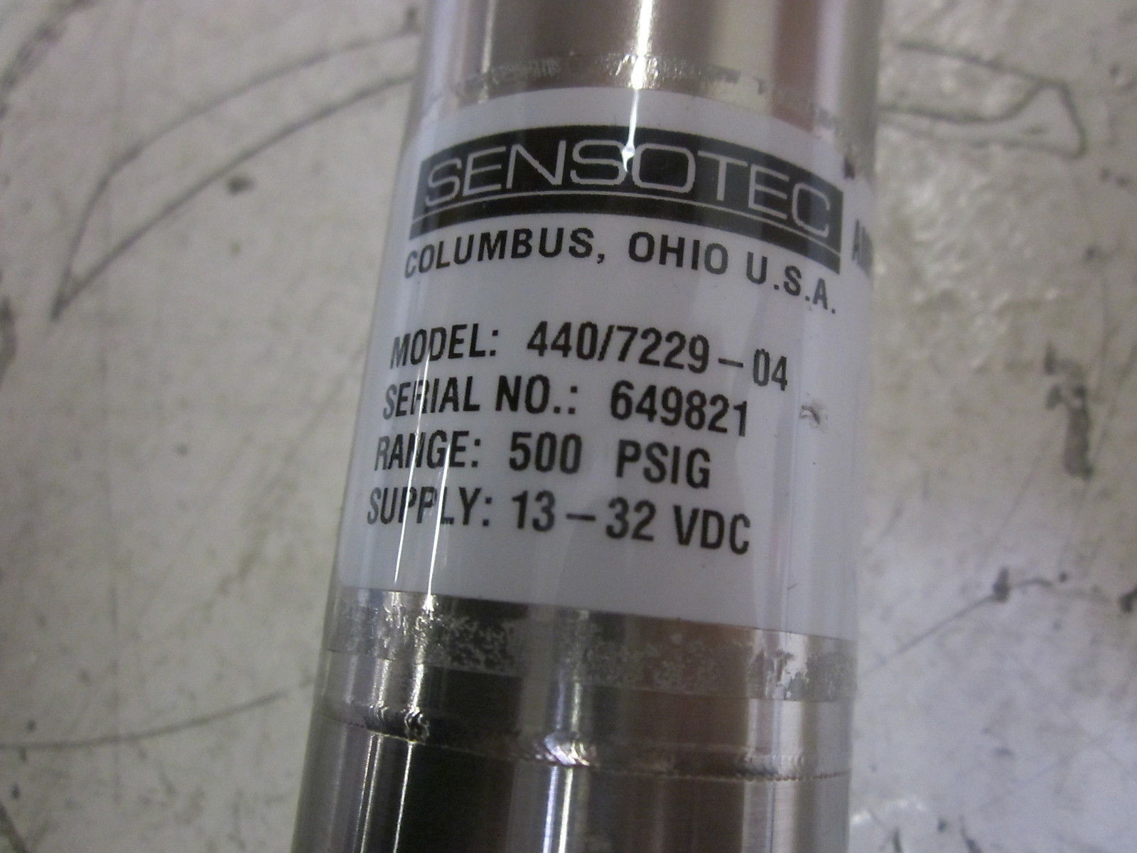 SENSOTEC 440/7229-04 AMPLIFIED TRANSDUCER 500PSIG 13-32 VDC UNMP