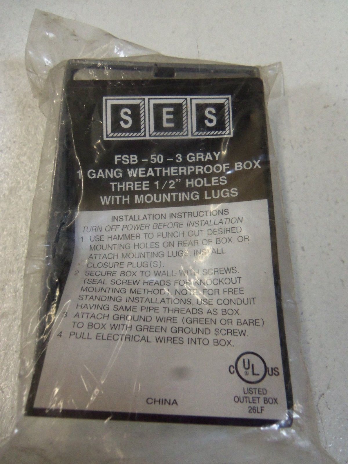 SES WEATHER PROOF BOX FSB-50-3 GRAY NSNP