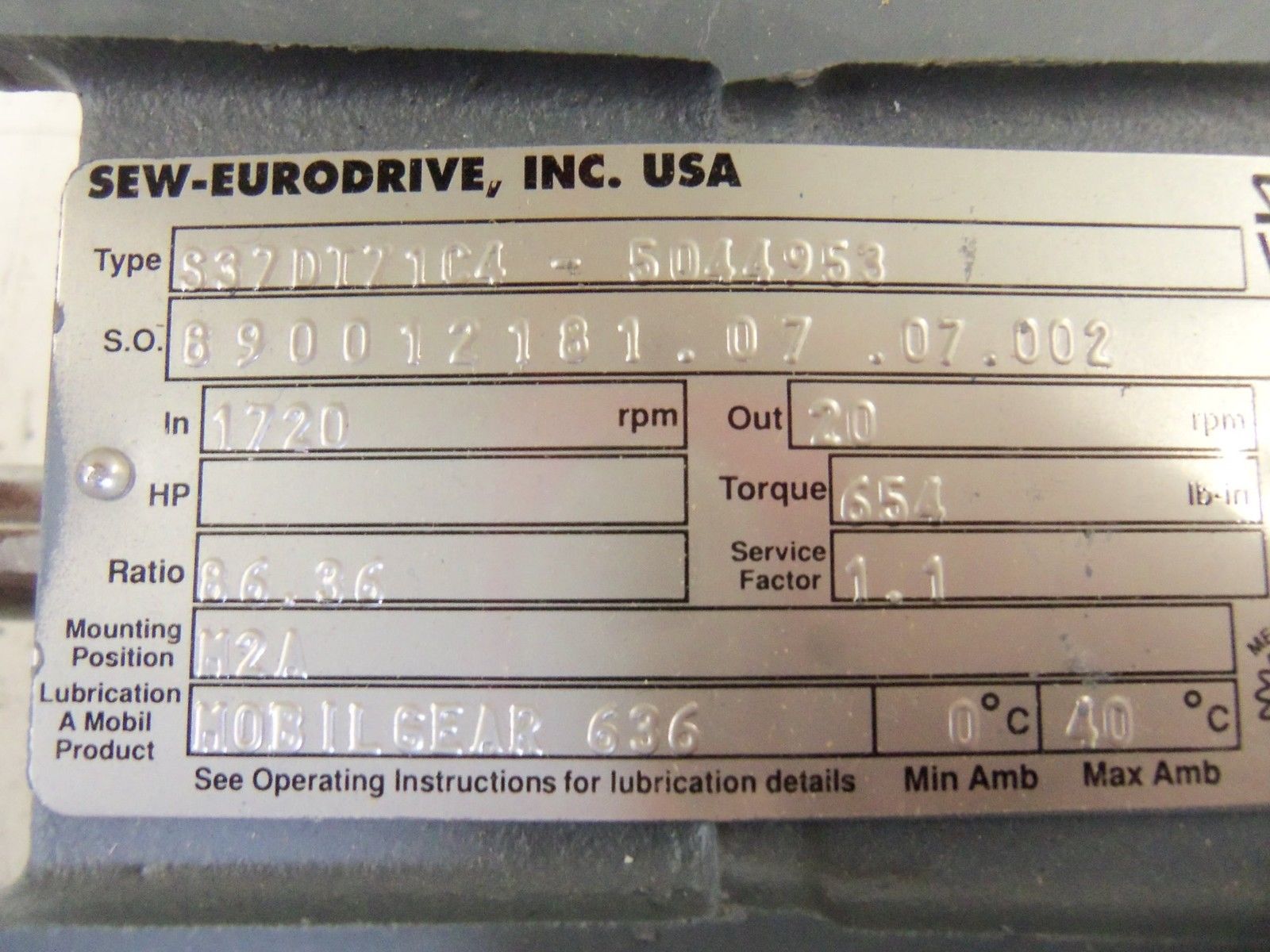 SEW-EURODRIVE S37DT71C4-5044953 NSNP