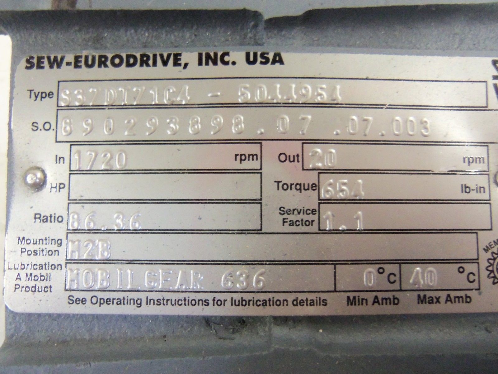 SEW-EURODRIVE S37DT71C4-5044954 NSNP