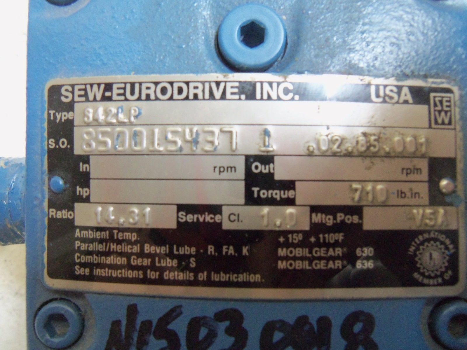 SEW-EURODRIVE S42LP GEAR DRIVE UNMP