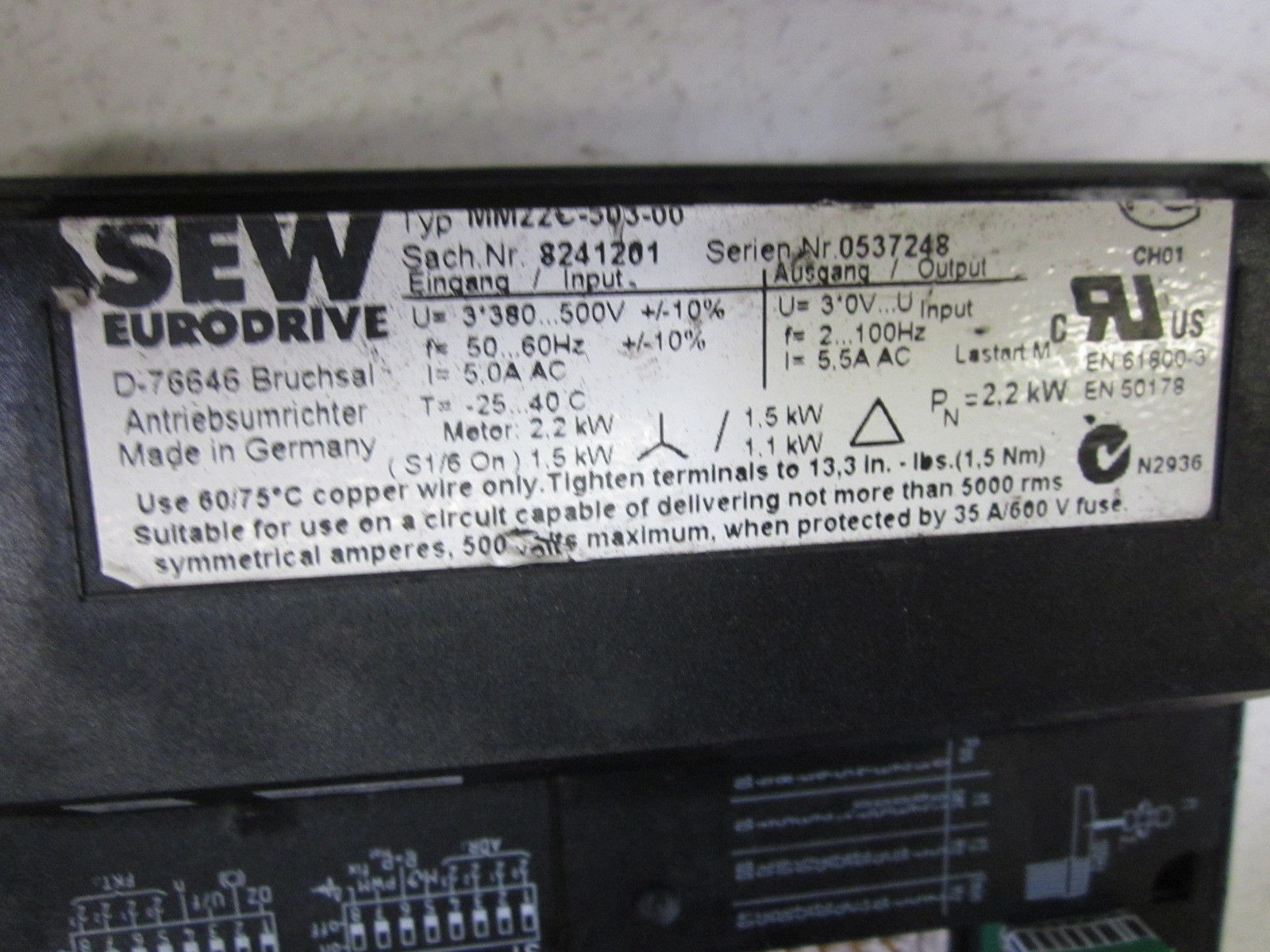 SEW-EURODRIVE MMZZC-503-00 MOVIMOT GEAR MOTOR DRIVE UNMP