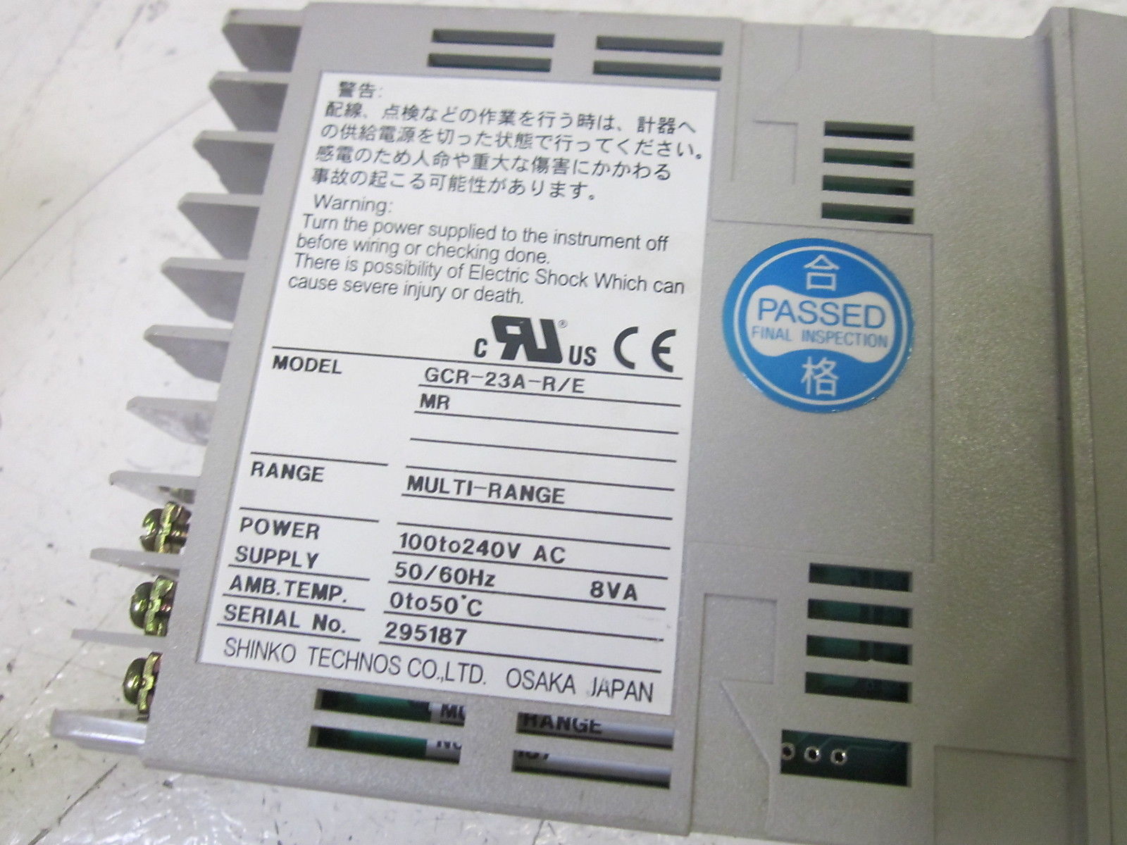 SHINKO TECHNOS CO., LTD. GCR-23A-R/E POWER SUPPLY 100-240VAC UNMP
