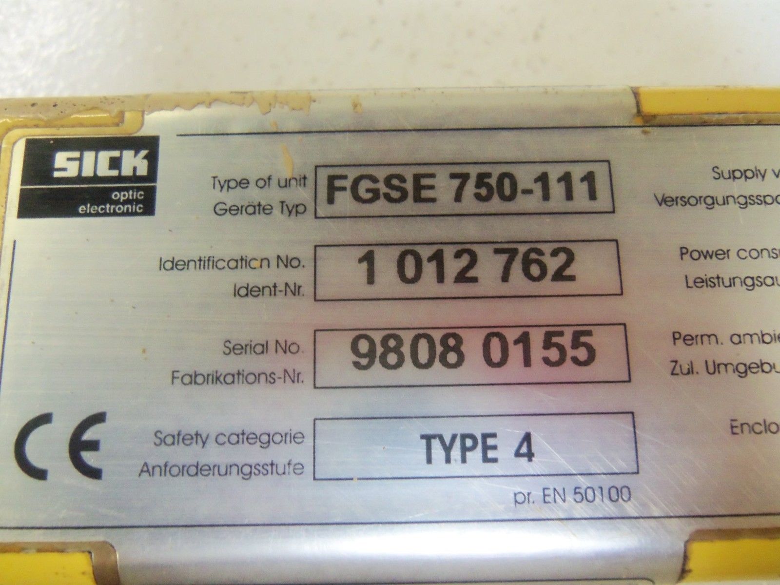 SICK FGSE750-111 LIGHT CURTAIN RECEIVER UNMP