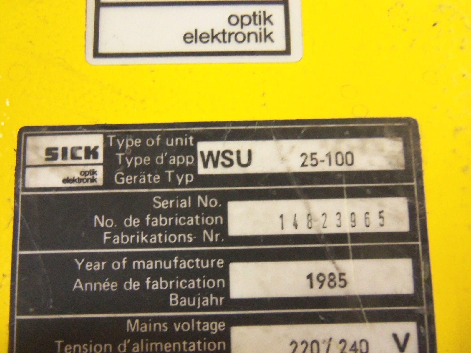 SICK WSU 25-100 RECEIVER  UNMP