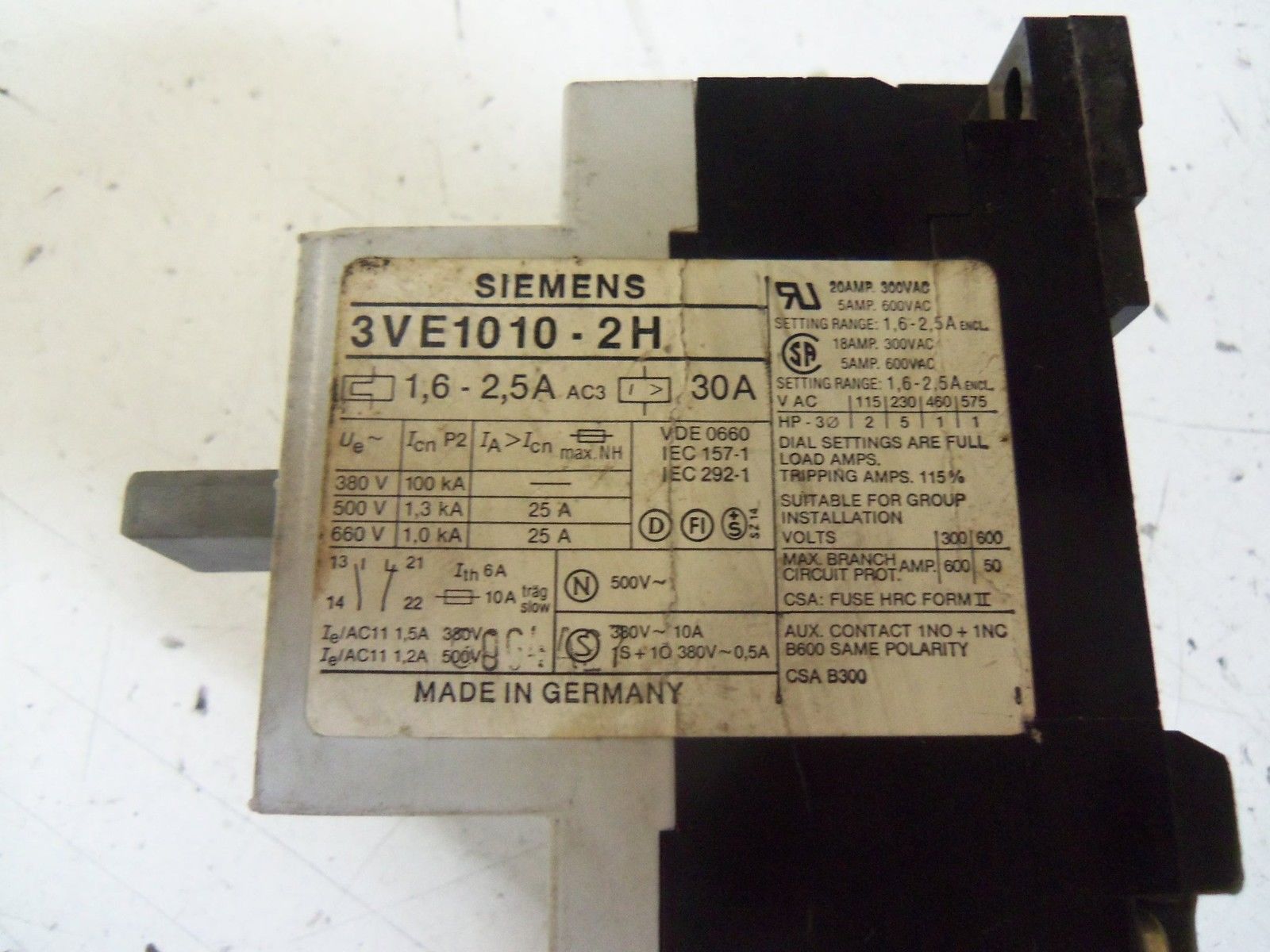 SIEMENS 3VE1010-2H UNMP