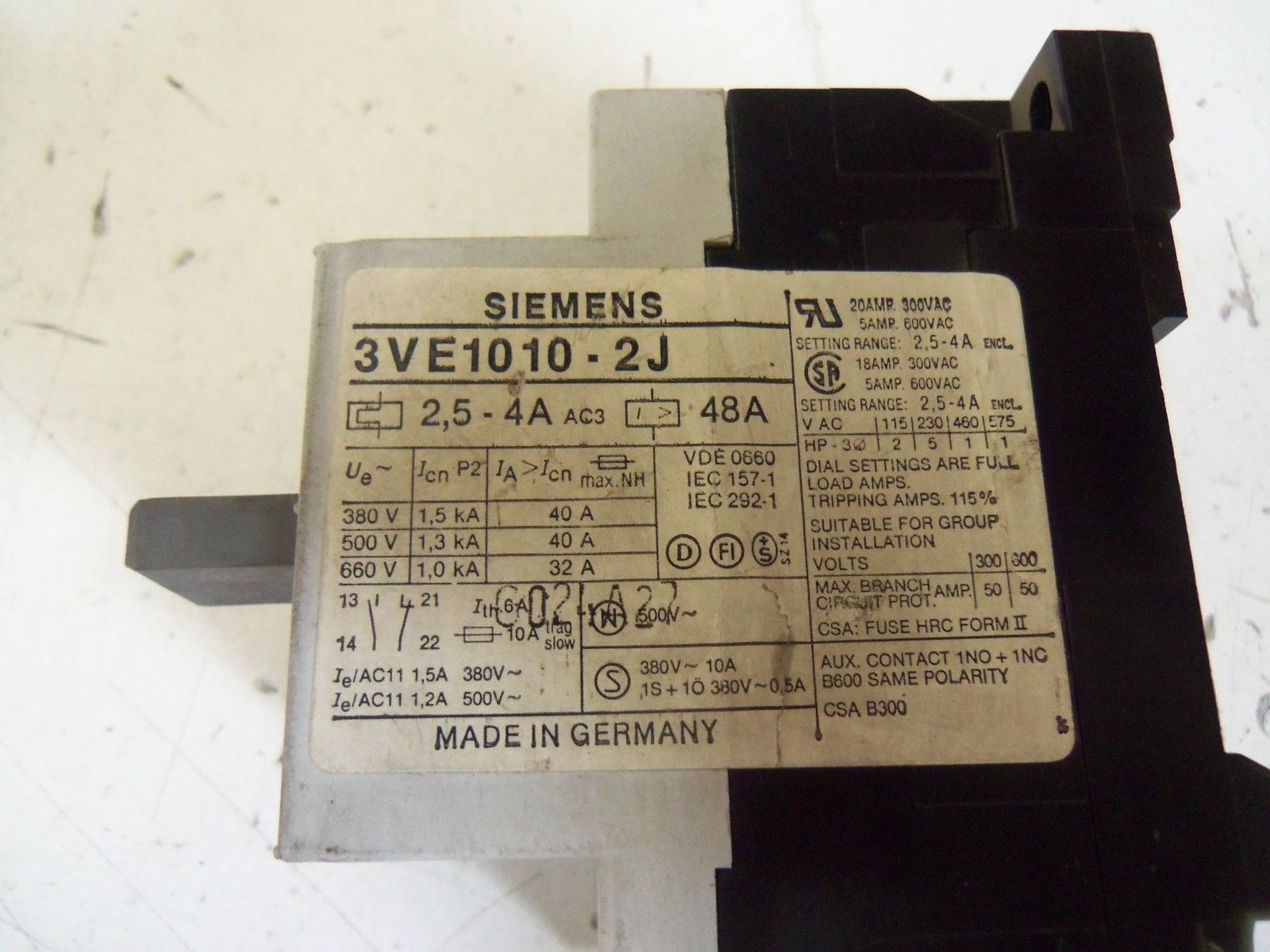 SIEMENS 3VE1010-2J  UNMP
