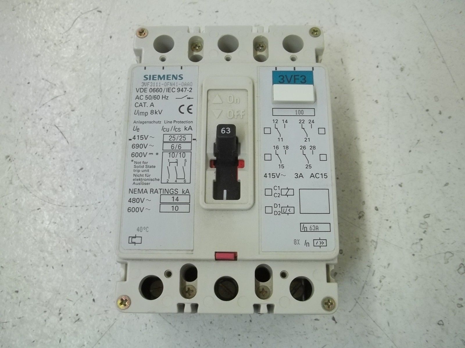 SIEMENS 3VF3111-FN41-0AA0 CIRCUIT BREAKER NSMP