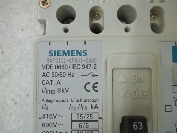 SIEMENS 3VF3111-FN41-0AA0 CIRCUIT BREAKER NSMP