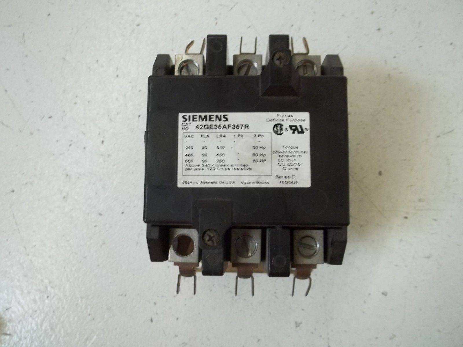 SIEMENS 42GE35AF357R CONTACTOR 120V UNMP