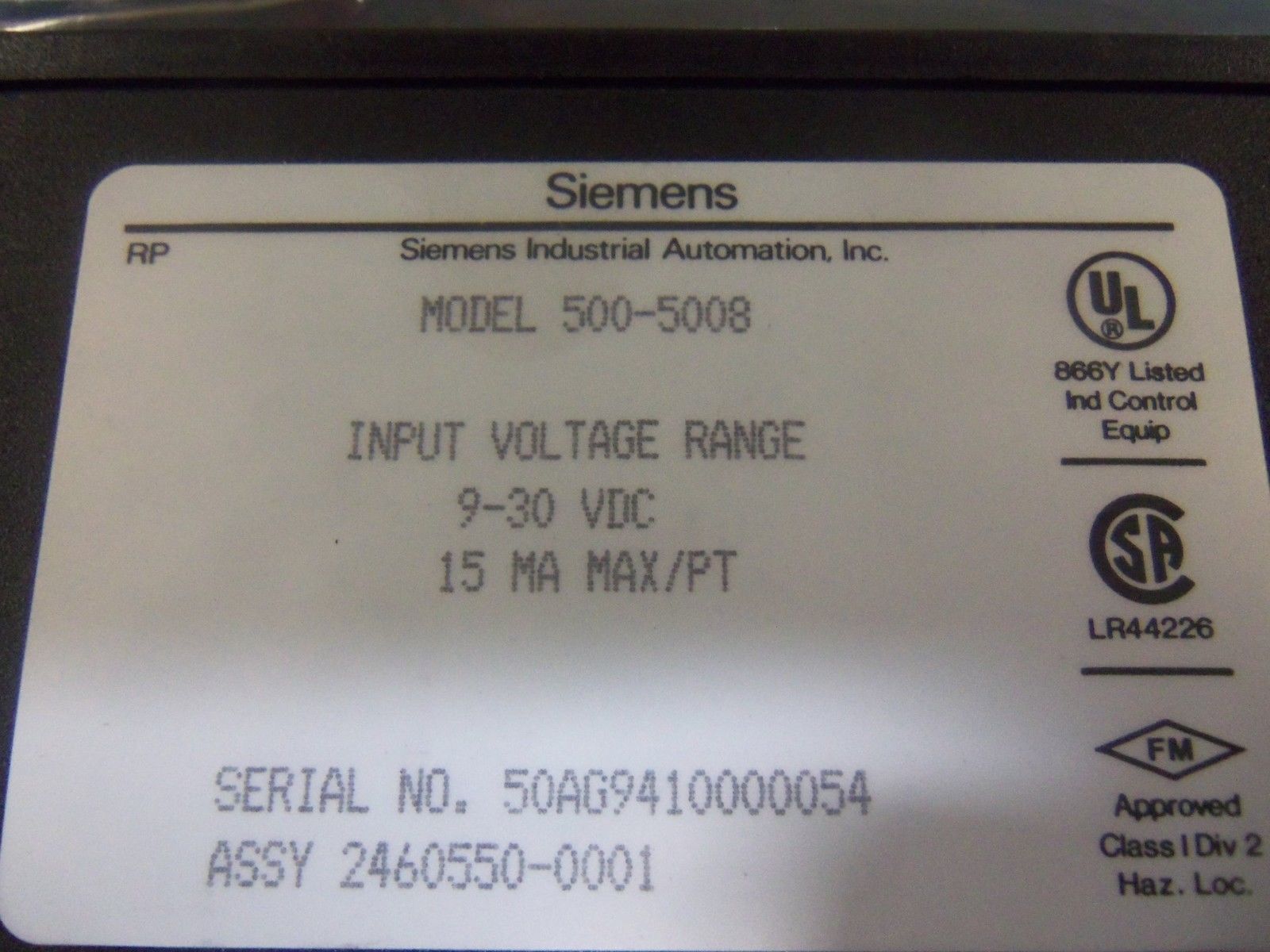 SIEMENS 500-5008 INPUT MODULE NSMP
