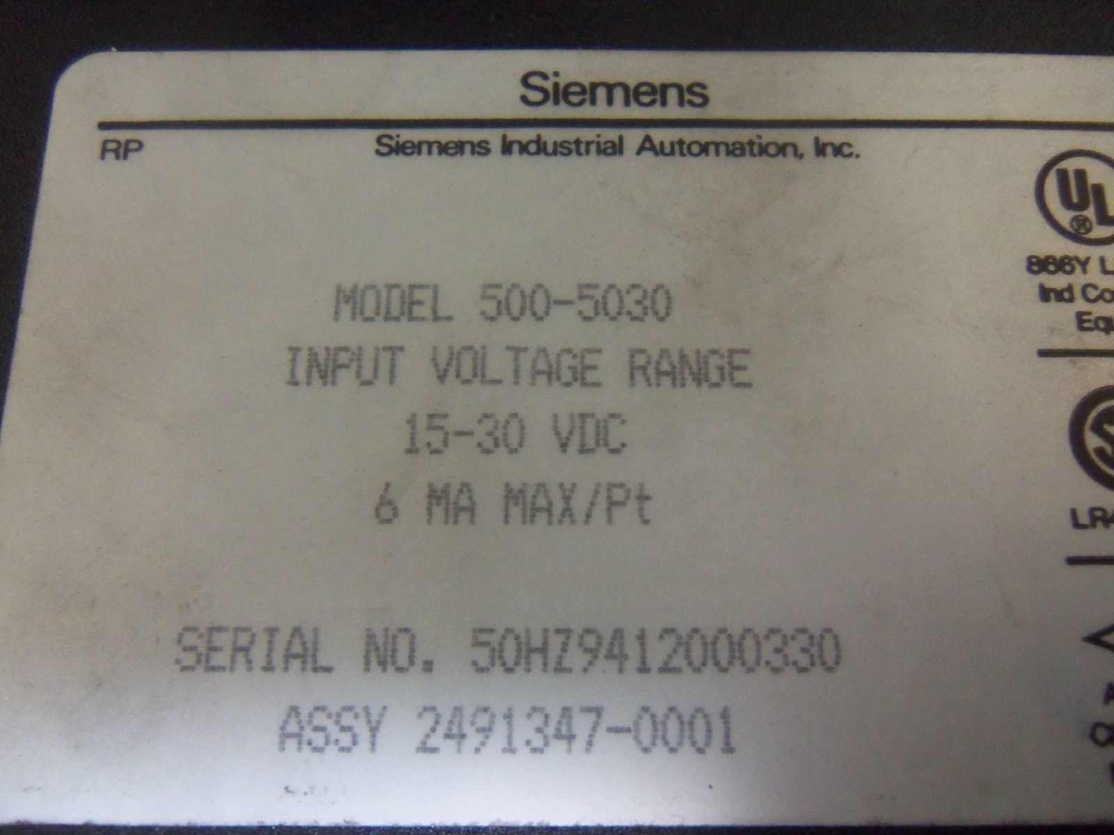 SIEMENS 500-5030 INPUT MODULE NSMP