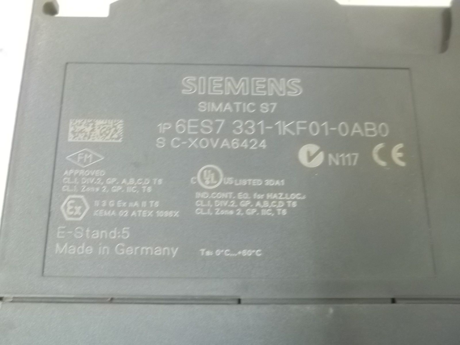 SIEMENS 6ES7 331-1KF01-0AB0 INPUT MOUDLE ANALOG 8POINT 13BIT 40PIN UNMP