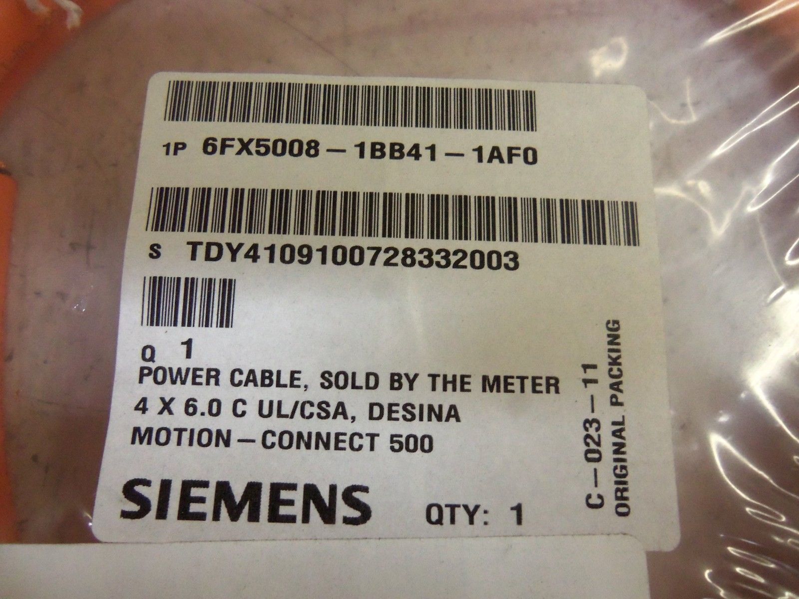 SIEMENS 6FX5008-1BB41-1AF0 POWER CABLE NSMP