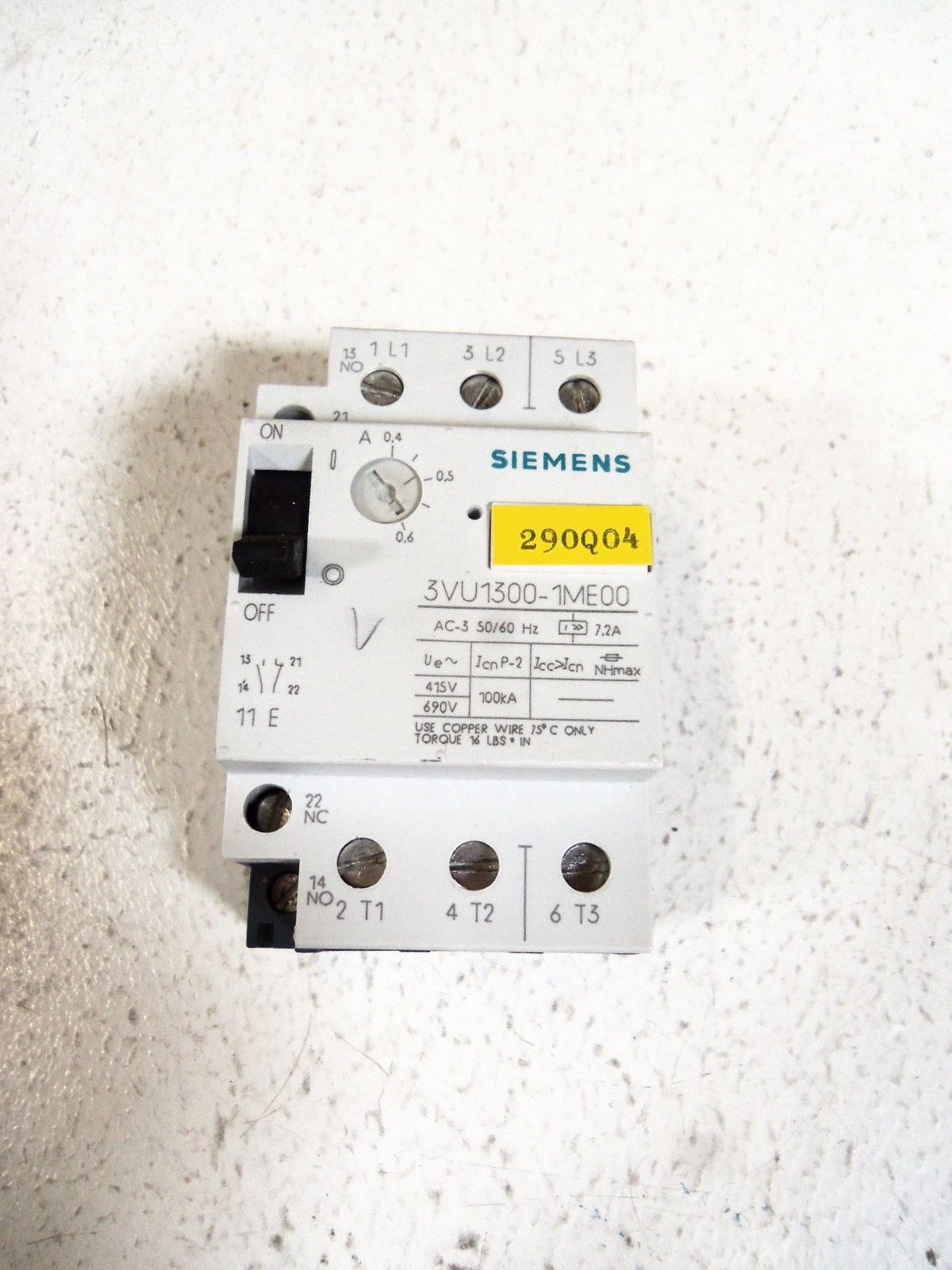 SIEMENS 3VU1300-1ME00 MOTOR STARTER 0,4-0,6A   UNMP