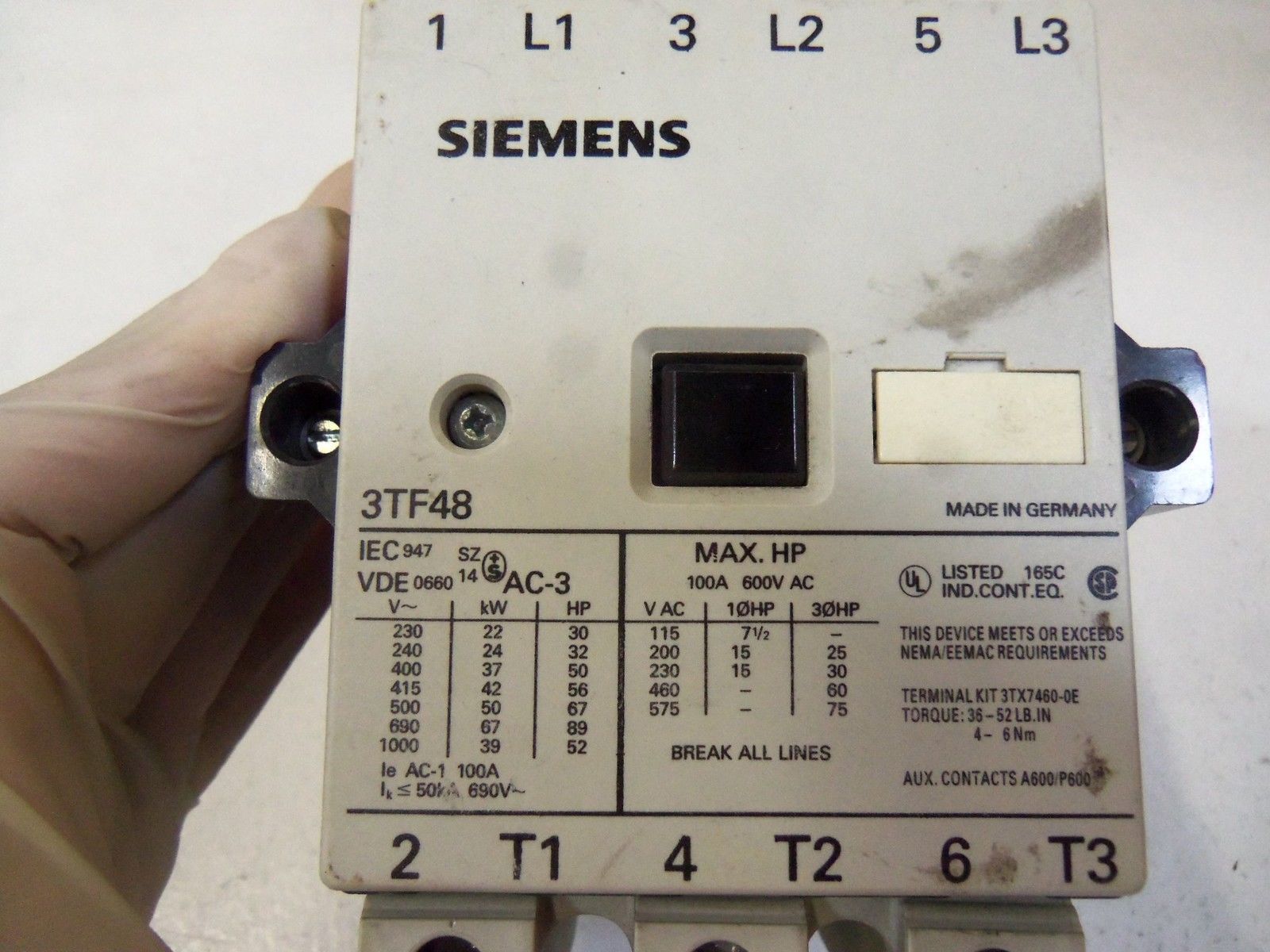 SIEMENS CONTACTOR 3TF4822-0AJ2 UNMP