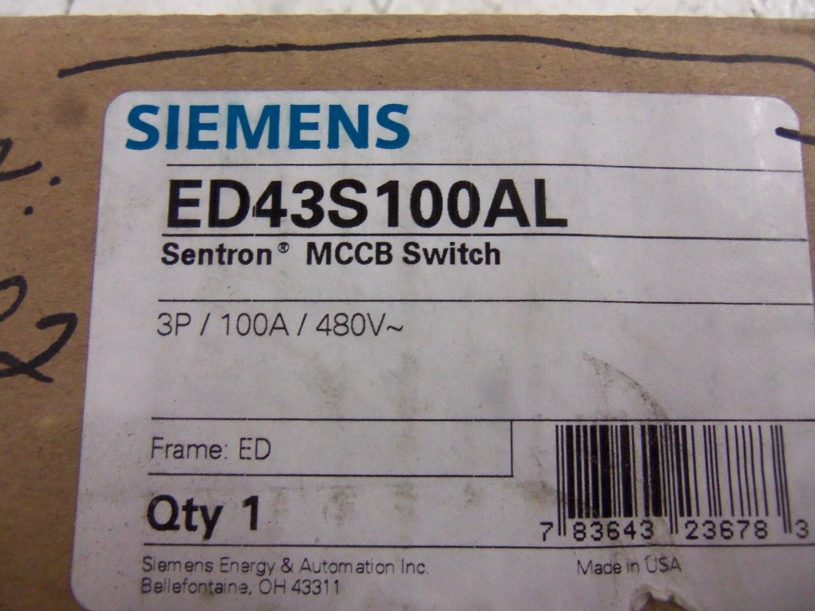 SIEMENS ED43S100AL CIRCUIT BREAKER NSMP