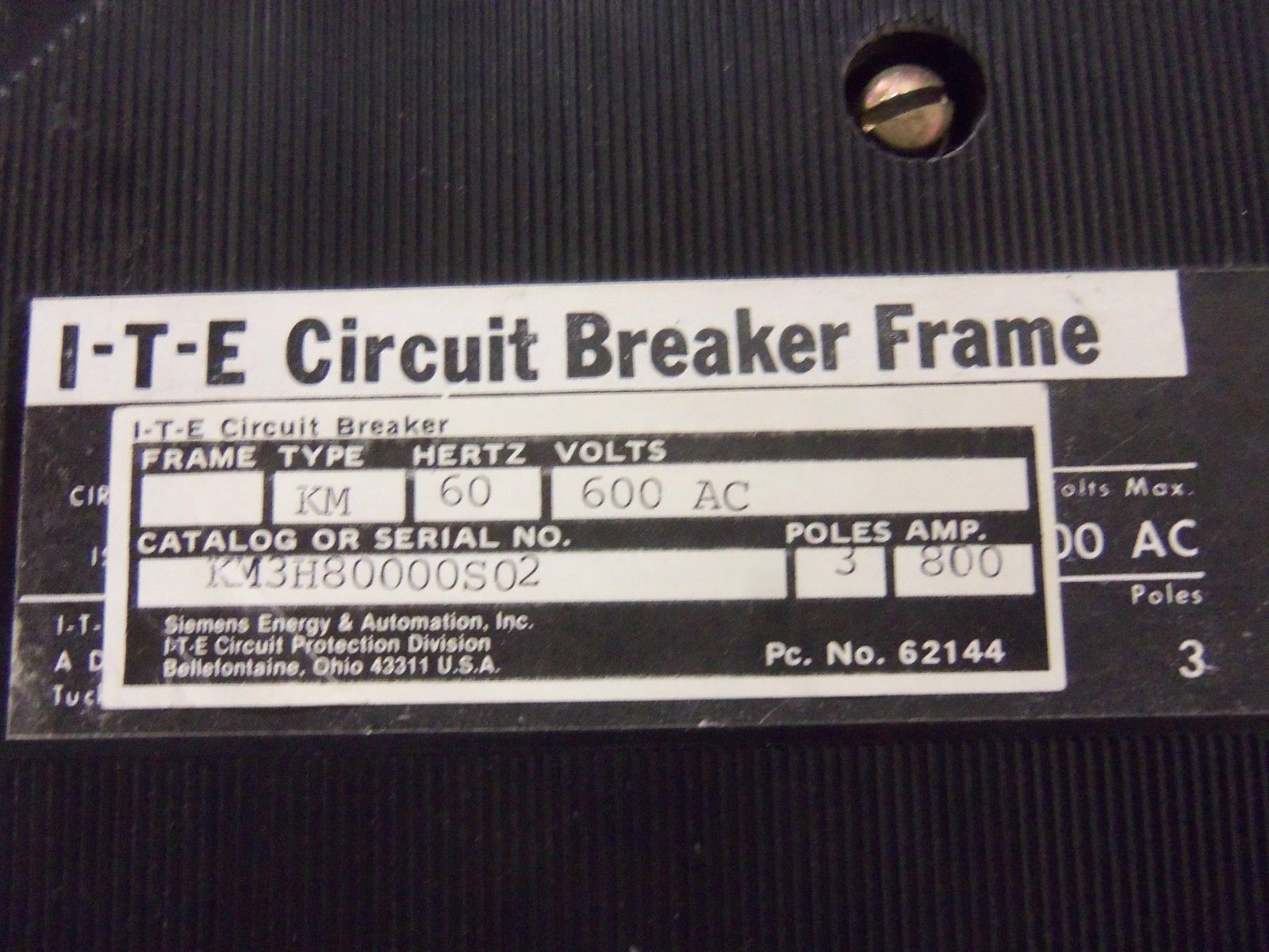 SIEMENS KM3H80000S02 CIRCUIT BREAKER UNMP