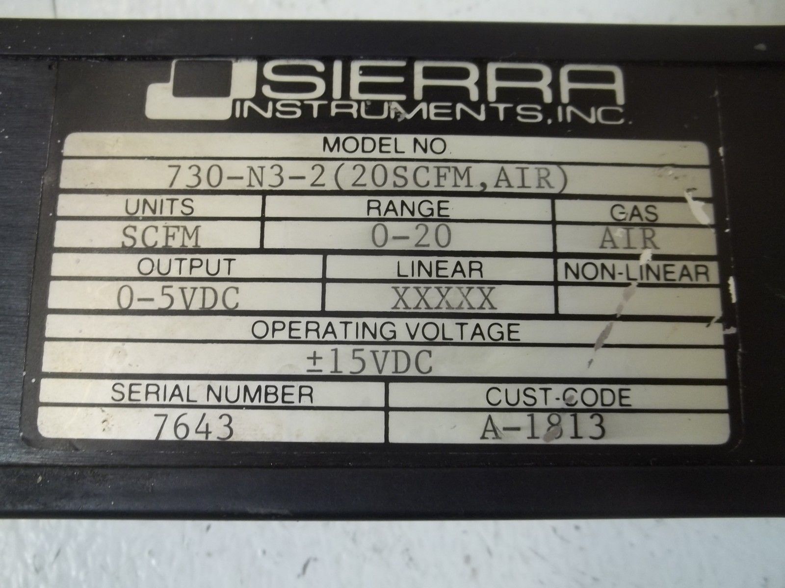 SIERRA 730-N3-2 FLOW METER (AS PICTURED) UNMP