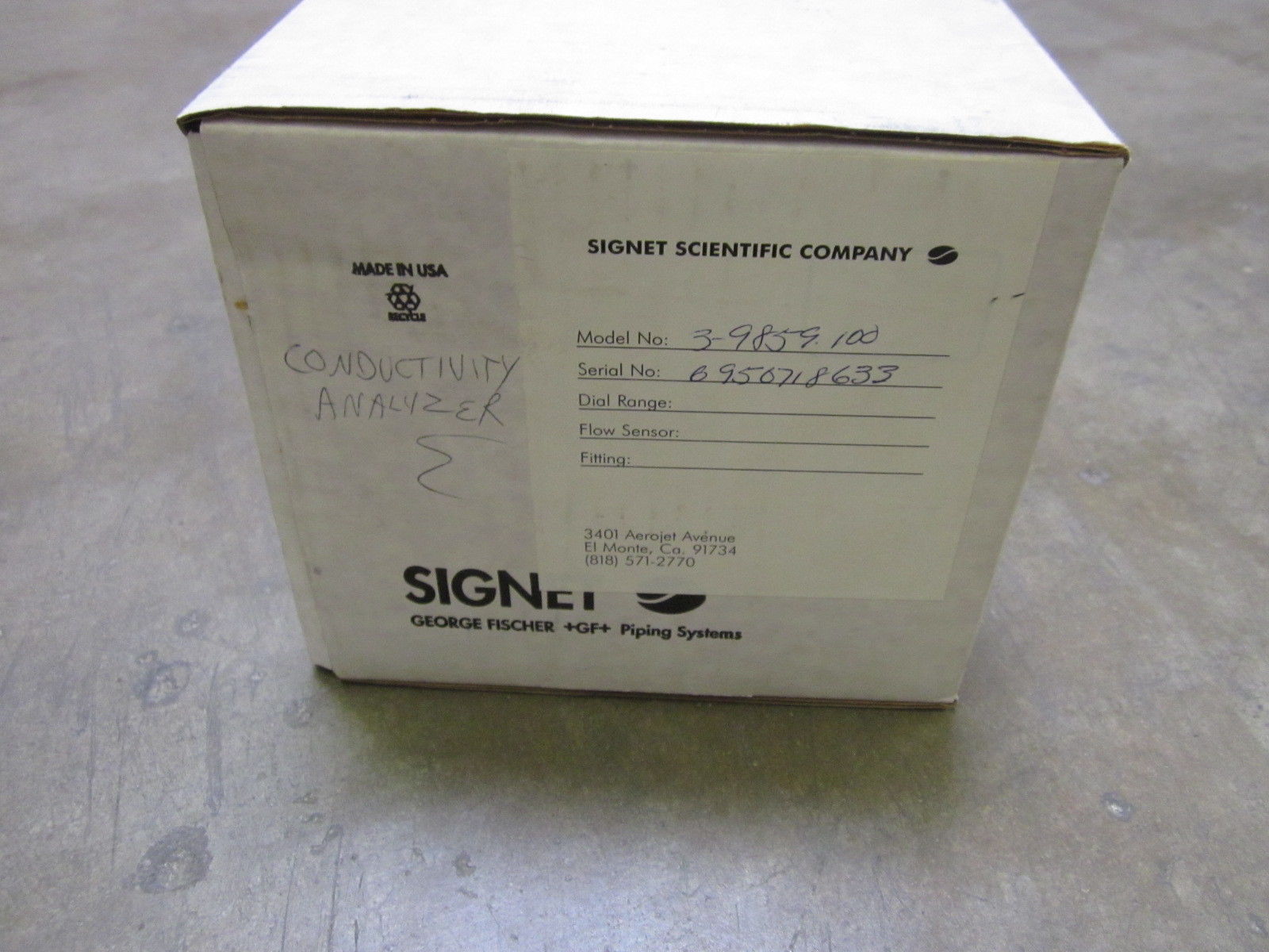 SIGNET 3-9859.100 MODEL 3 CONDUCTIVITY ANALYZER 0-100 120V UNMP