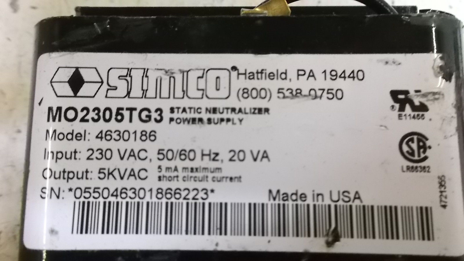 SIMCO 4630186 TRANSFORMER UNMP
