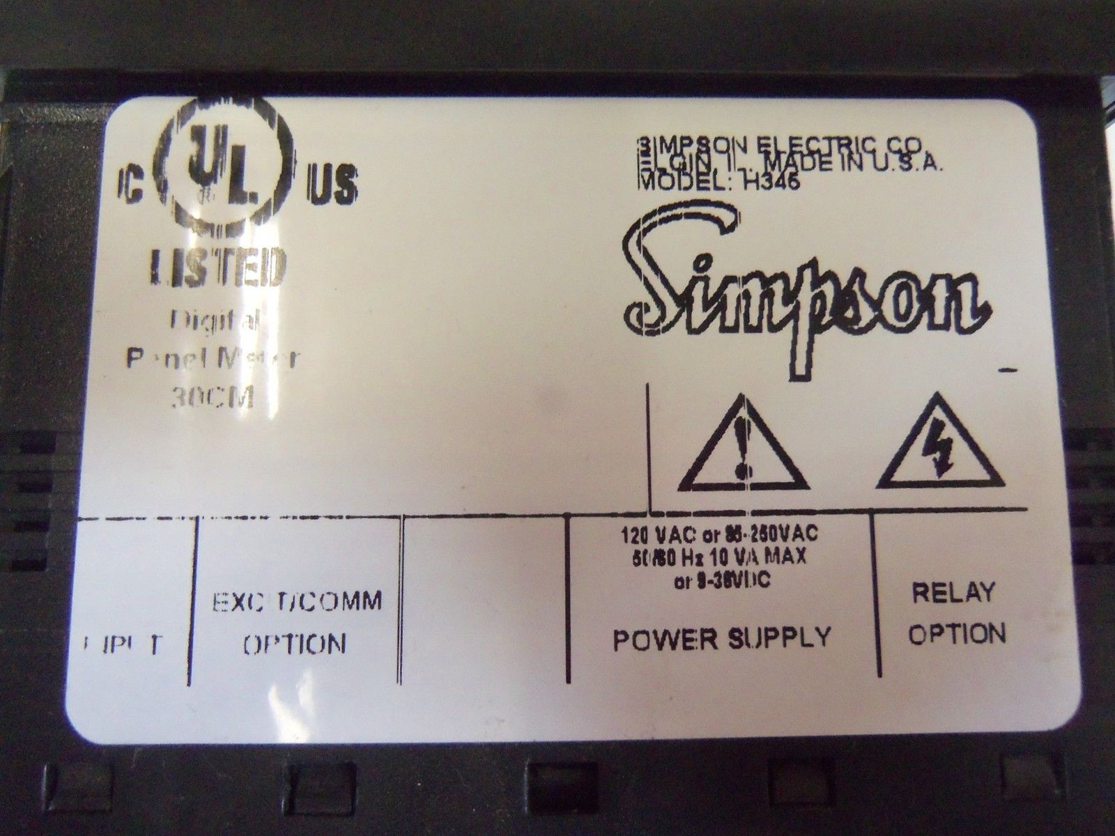 SIMPSON H345 DIGITAL PANEL METER UNMP