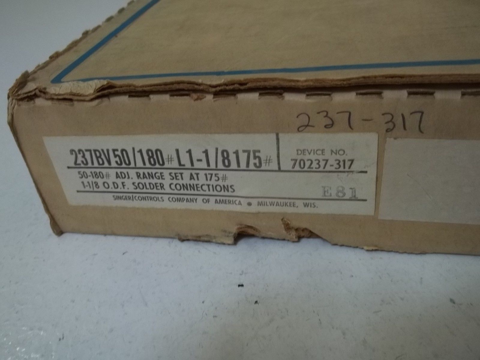 SINGER  /CONTROLS COMPANY 237BV50/180#L1-1/8175# NSMP