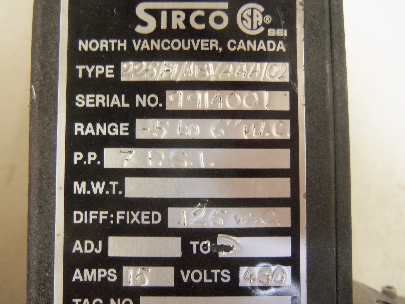 SIRCO 225/F1/AB1/AAA/02 TRANSMITTER UNMP
