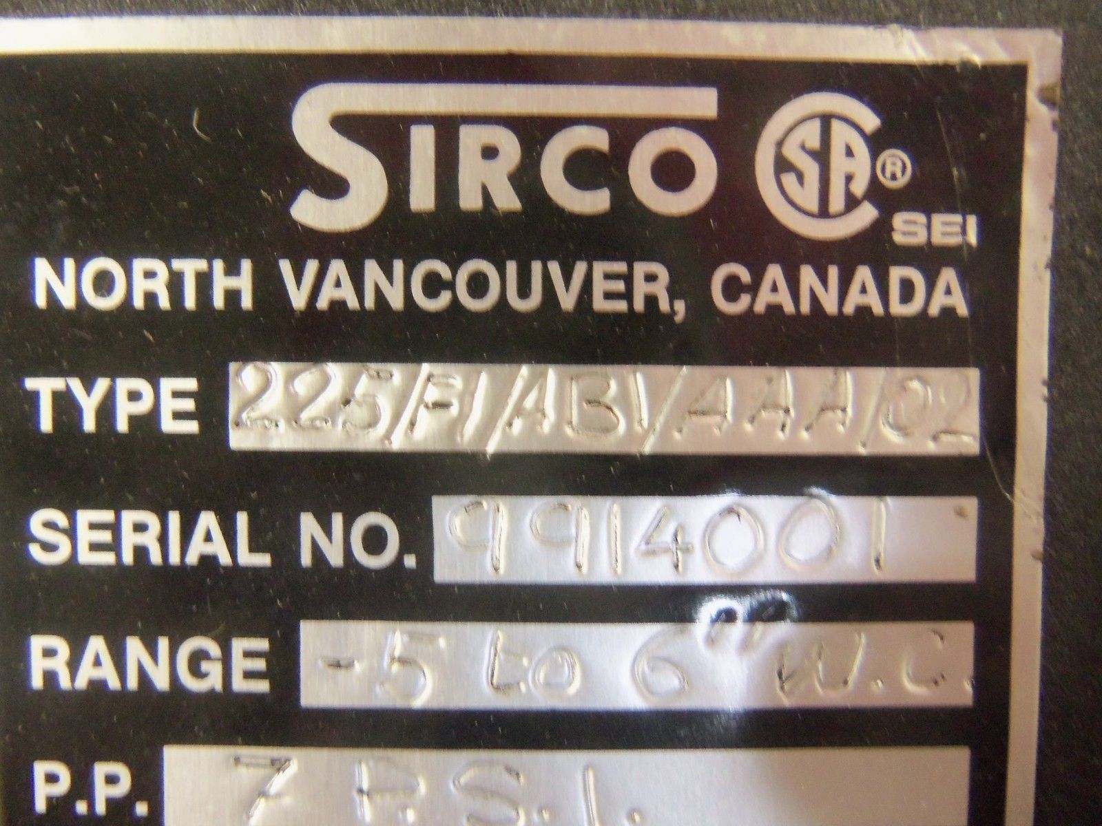 SIRCO 225/F1/AB1/AAA/02 TRANSMITTER UNMP
