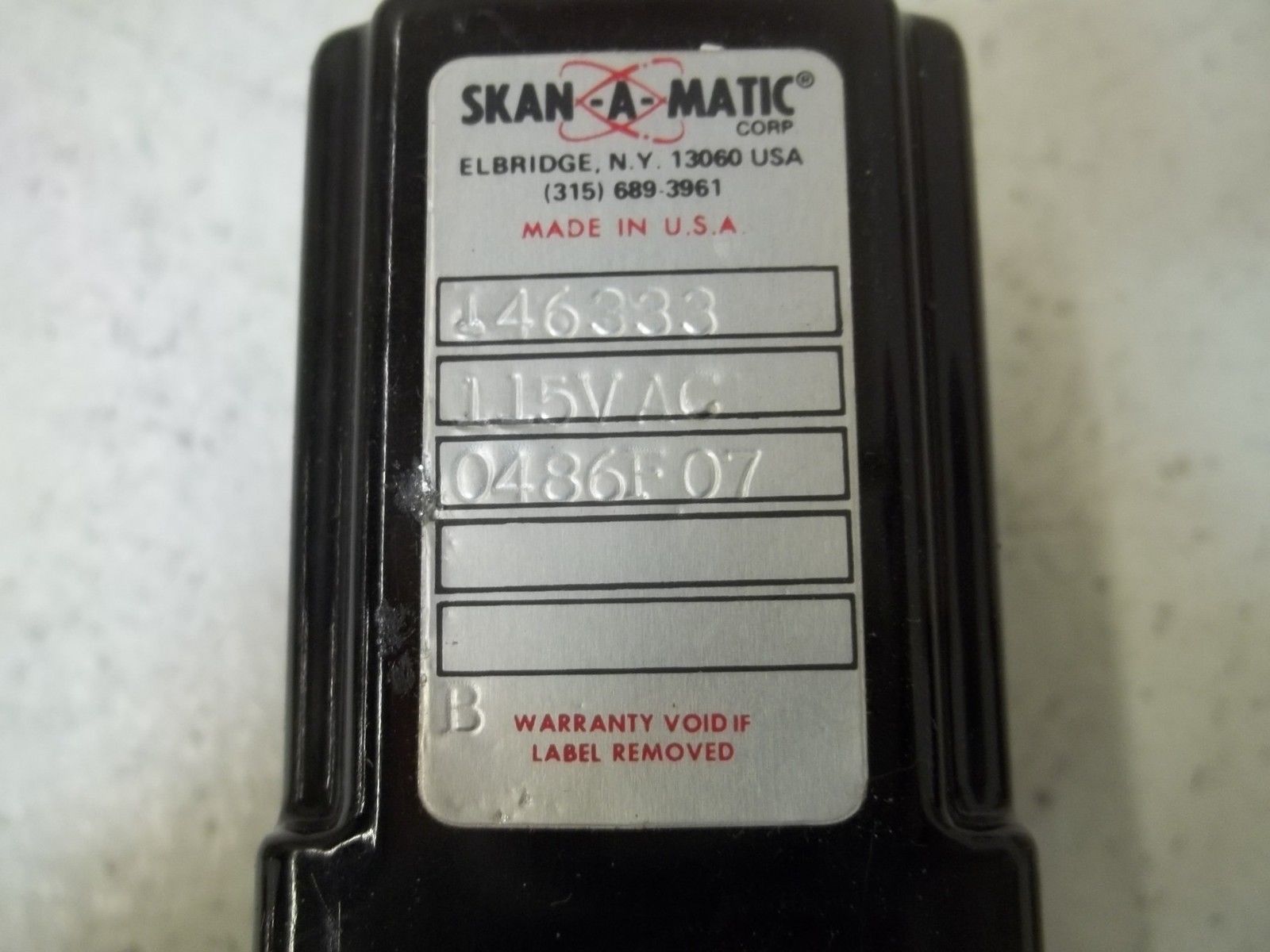 SKAN-A-MATIC T46333 RELAY 115VAC UNMP