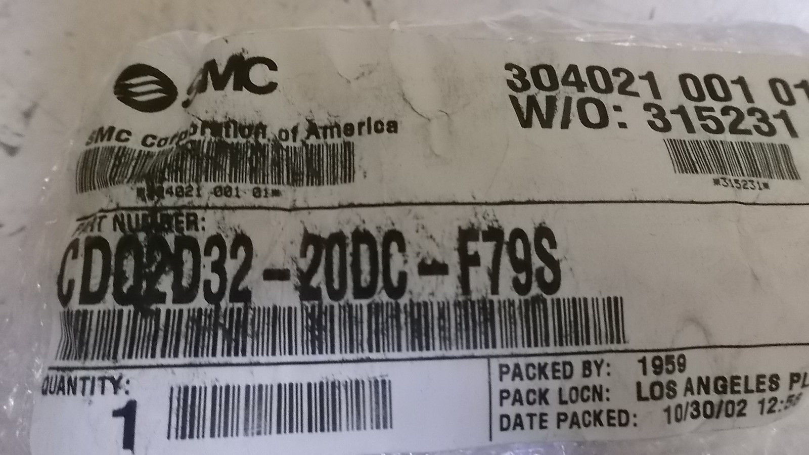 SMC CDQ2D32-20DC-F79S CYLINDER NSMP