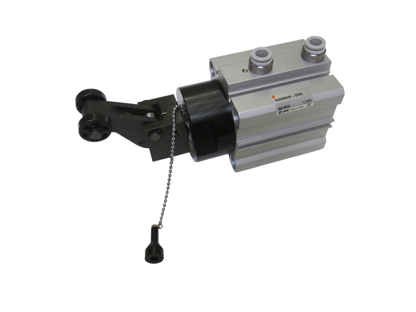 SMC RSDQB50F-20DC CYLINDER STOPPER W/ FITTING, AUTO SWITCH UNMP