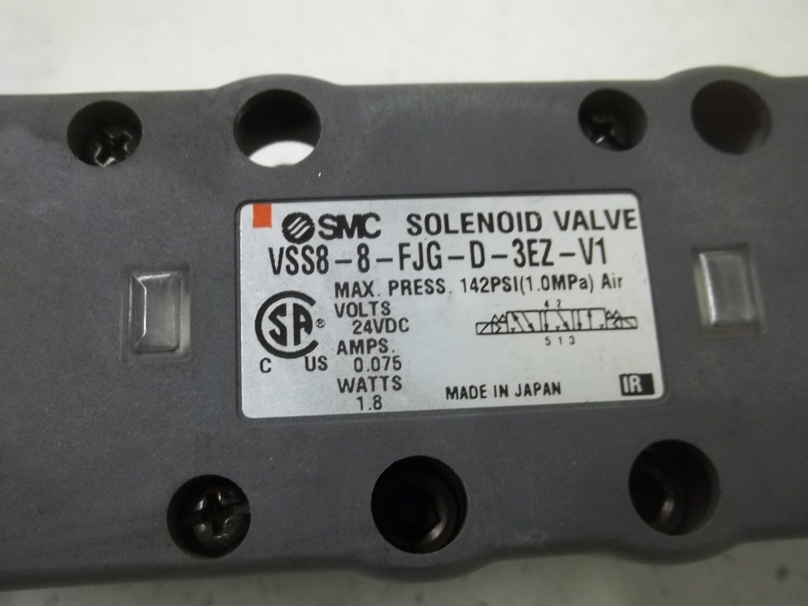 SMC VSS8-8-FJG-D-3EZ-V1 SOLENOID VALVE UNMP