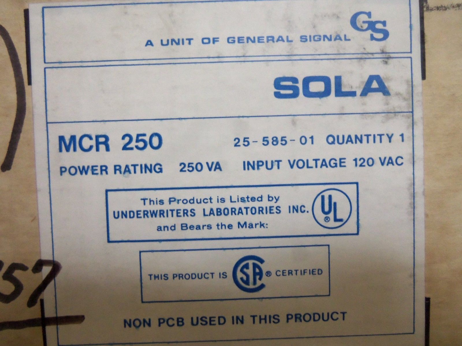 SOLA 25-585-01 POWER SUPPLY NSNP