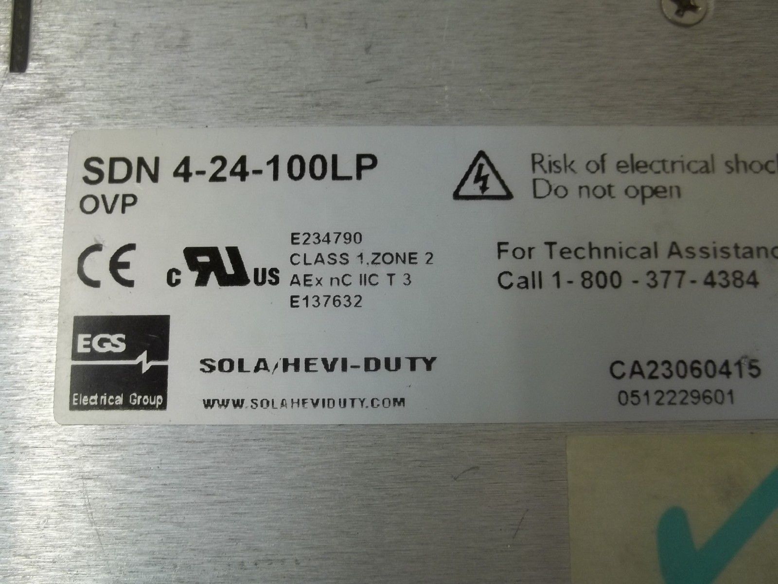 SOLA SDN 4-24-100LP POWER SUPPLY UNMP