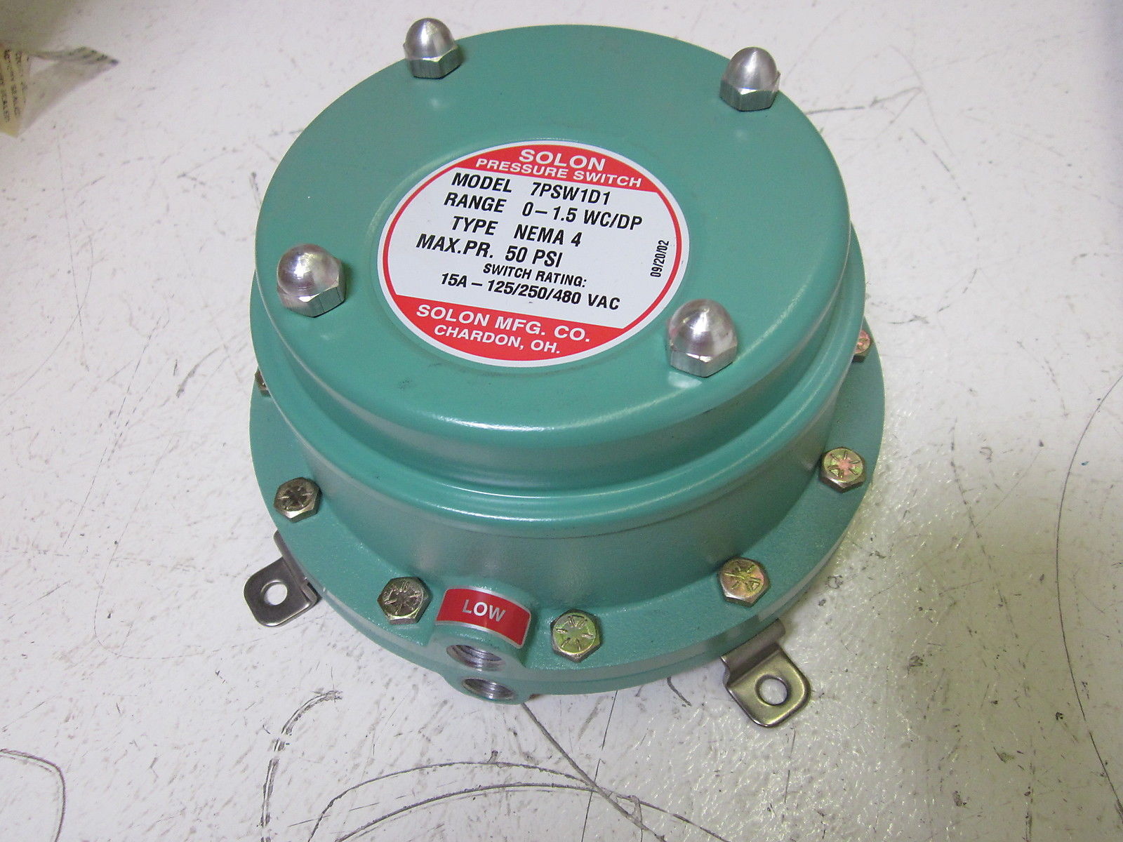 SOLON 7PSW1D1 PRESSURE SWITCH 15A 125/250/480VAC 50PSI NSMP