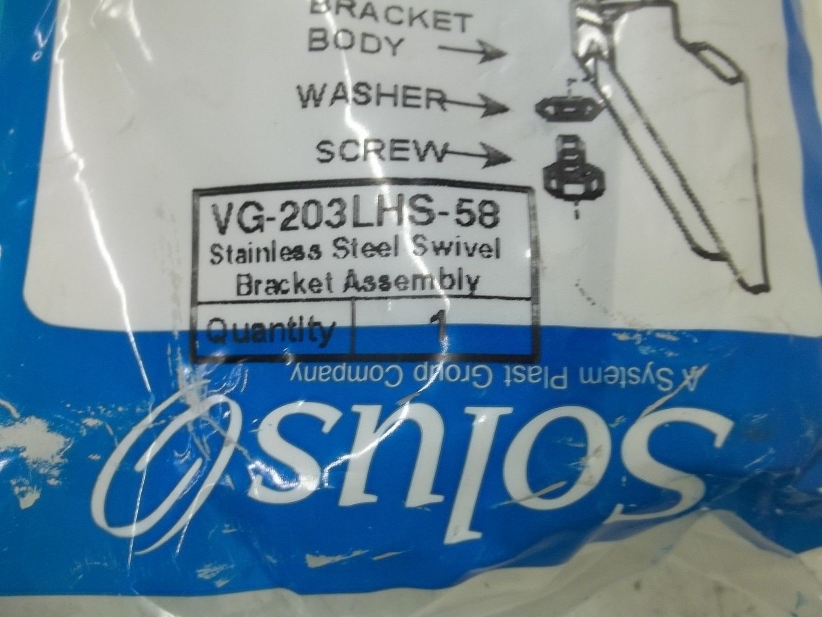 SOLUS VG-203LHS-58 STAINLESS STEEL SWIVEL BRACKET ASSM.NSNP IN  A FACTORY BAG