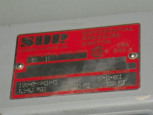 SOR DIFFERENTAL PRESSURE SWITCH 15RB-K2-M4-CIA-CS *NEW*