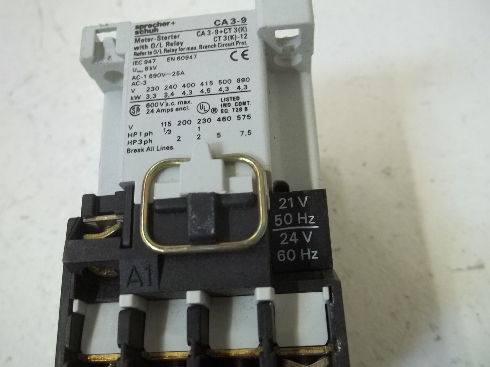 SPRECHER+SCHUH CA3-9-01 CONTACTOR 24V UNMP
