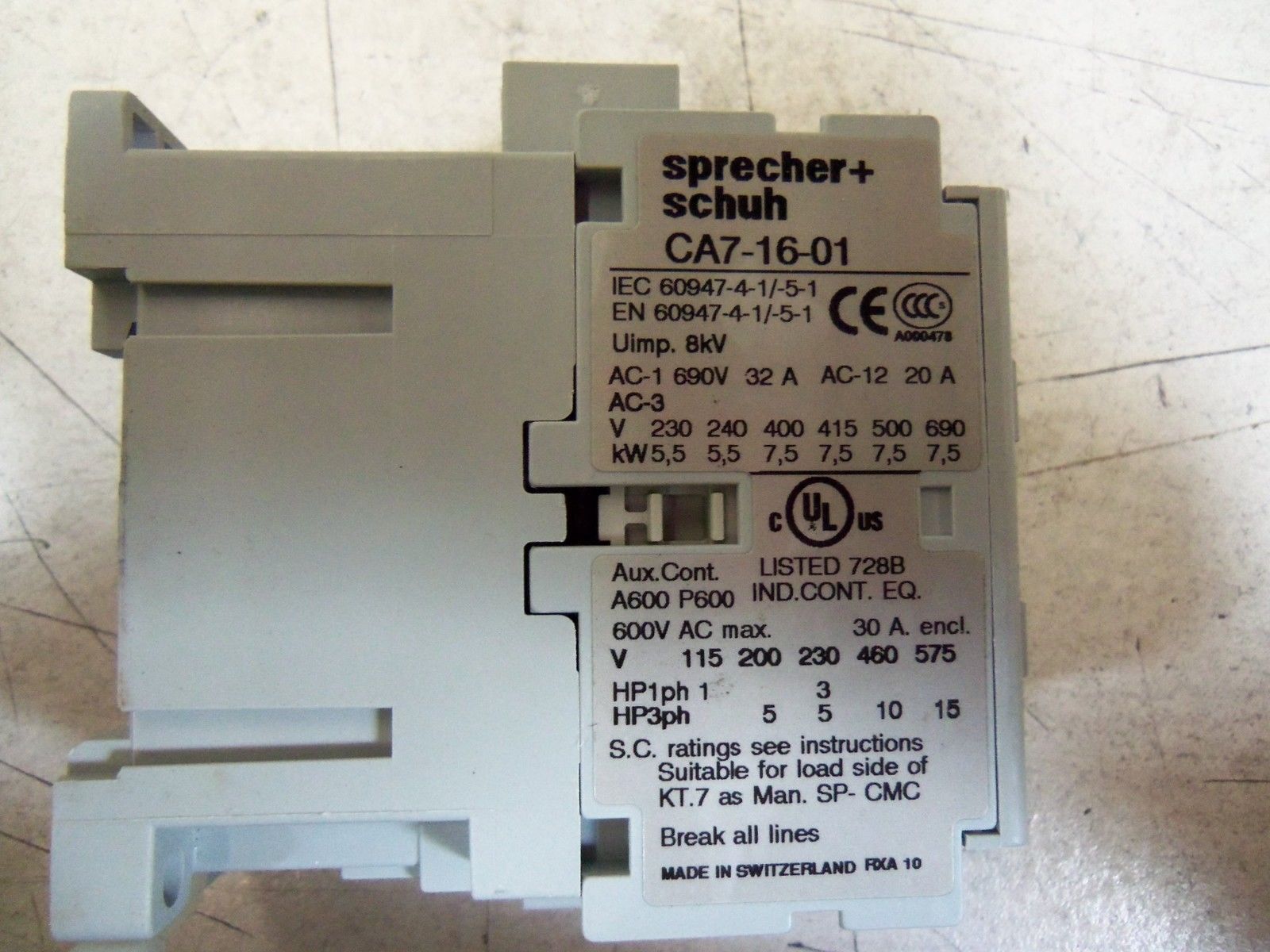 SPRECHER+SCHUH CA7-16-01 550V50/600V60 *NEW IN BOX*