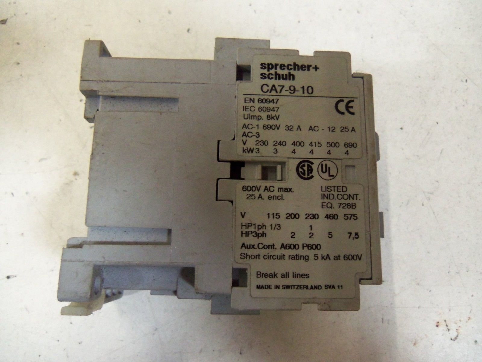 SPRECHER+SCHUH CA7-9-10 CONTACTOR UNMP