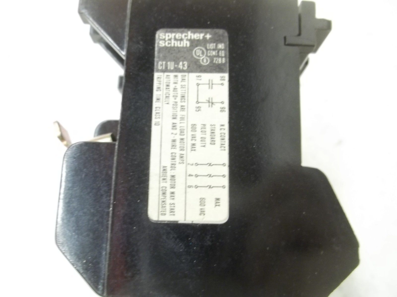 SPRECHER+SCHUH CT 1U-43 OVERLOAD RELAY 25-43 UNMP
