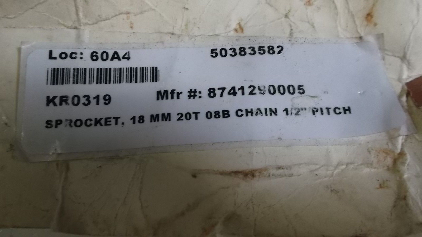SPROCKET, 18MM 20T 08B CHAIN 1/2" PITCH 8741290005 NSNP