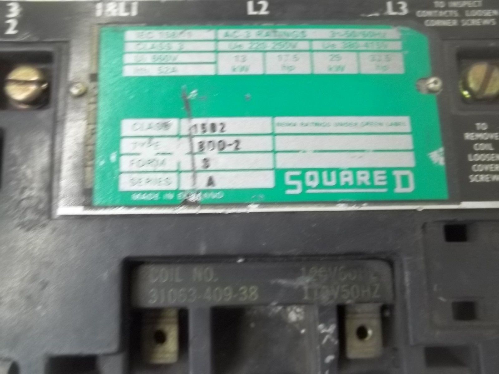 SQUARE D 1502-SD0-2 SER.A CONTACTOR UNMP