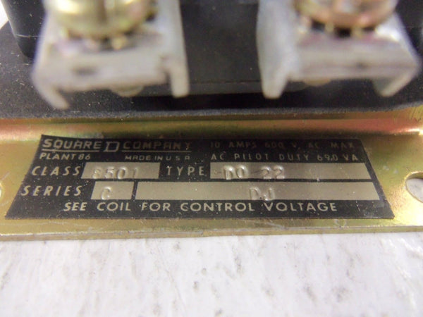 SQUARE D 8501-D0-22 RELAY UNMP
