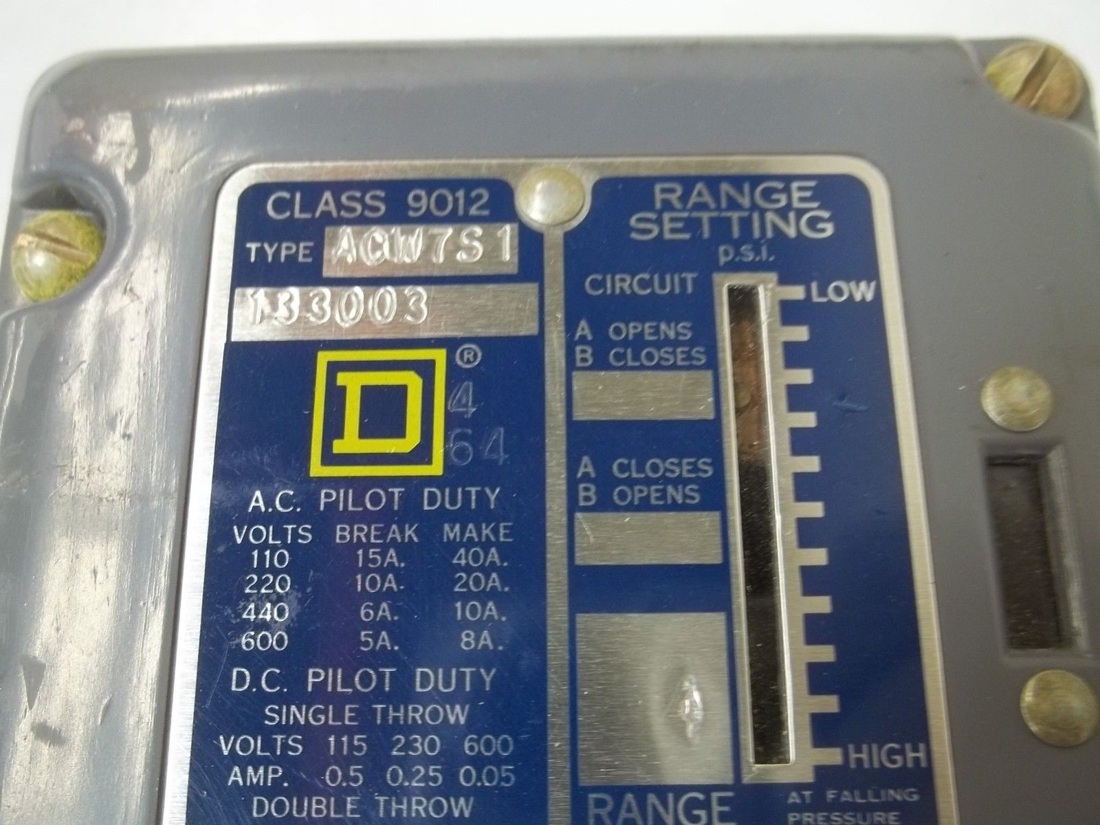 SQUARE D 9012-ACW7S1 UNMP