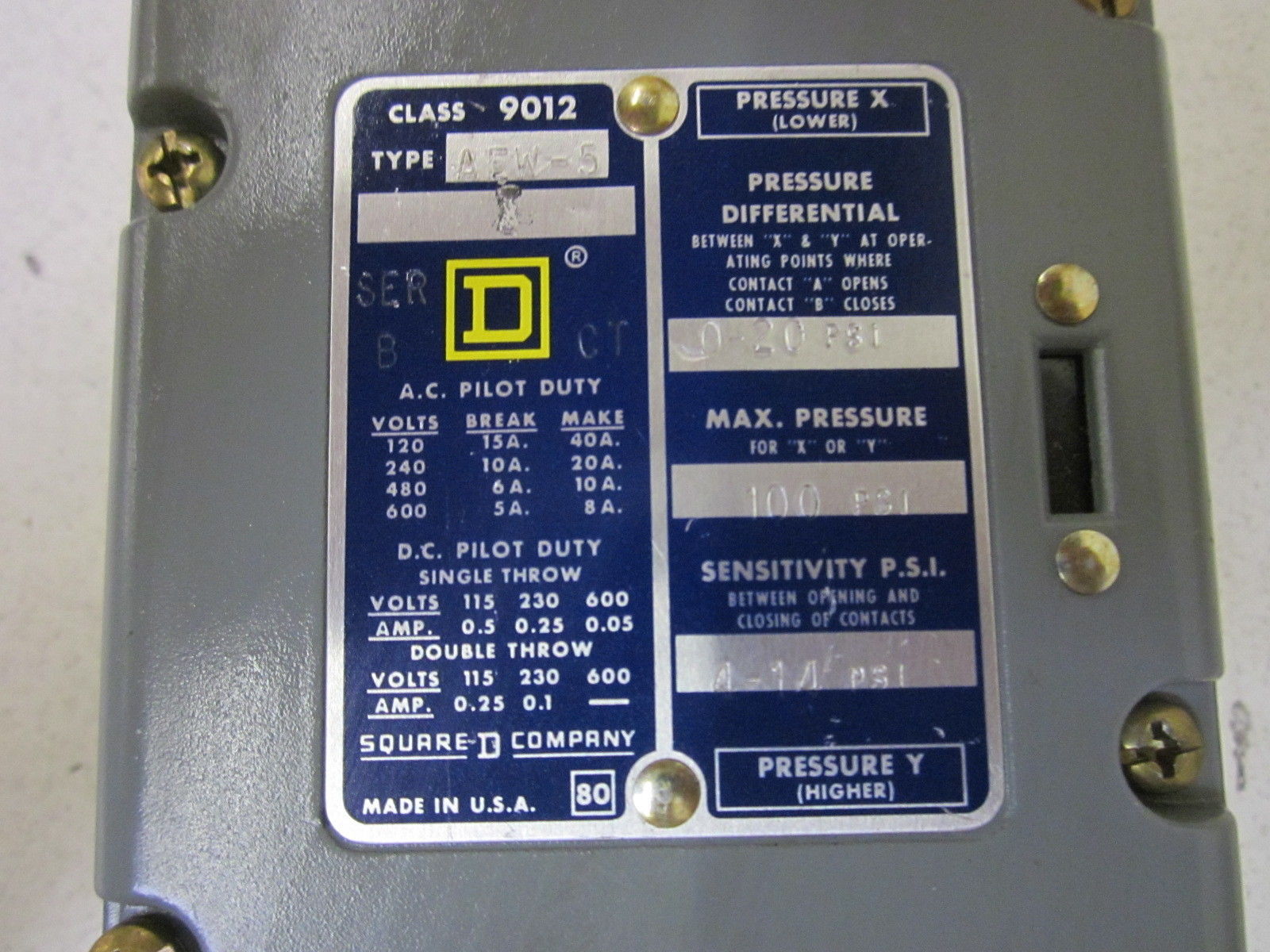 SQUARE D 9012-AEW-5 NSNP