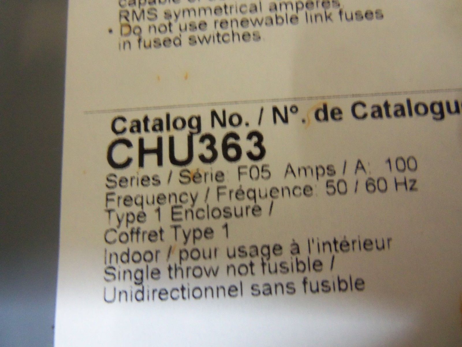 SQUARE D CHU363 HEAVY DUTY SAFETY SWITCH NSMP
