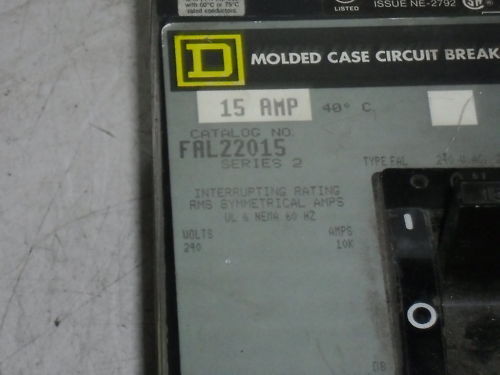 SQUARE D FAL22015 CIRCUIT BREAKER UNMP