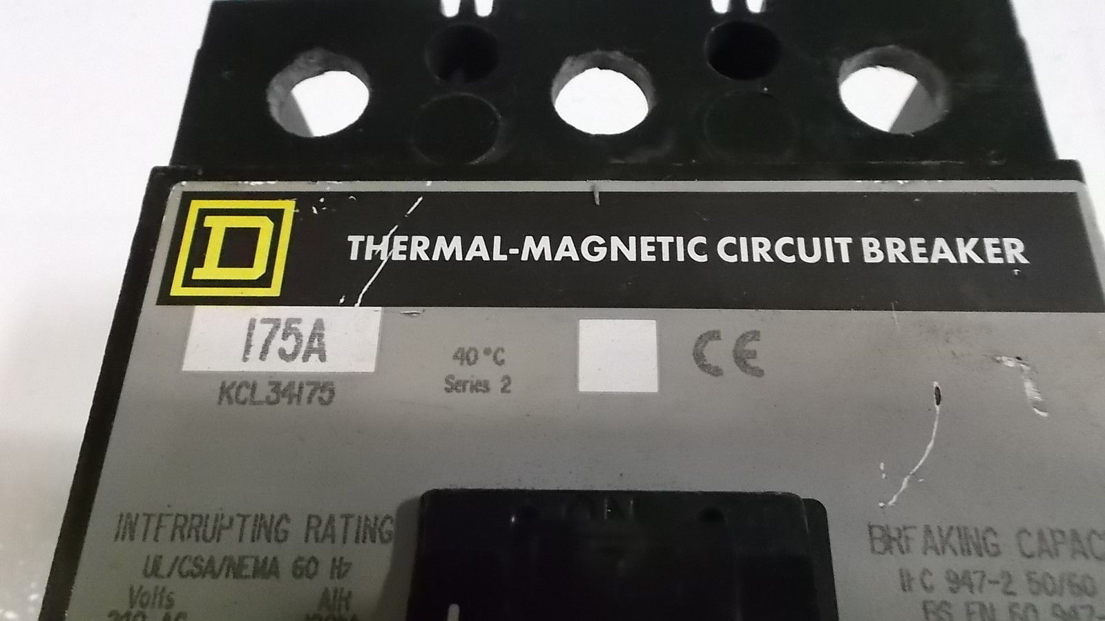 SQUARE D ELECTRIC MOLDED CASE KCL34175 UNMP